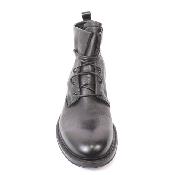 FABI 0665 Black Leather Lace-Up Ankle Boots